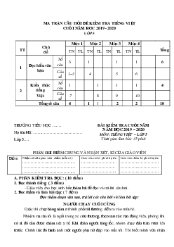 Đề thi cuối học kì 2 lớp 5 môn Tiếng Việt năm 2022 - 2023