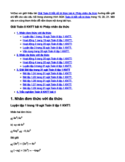Toán 8 Kết nối tri thức bài 4: Phép nhân đa thức