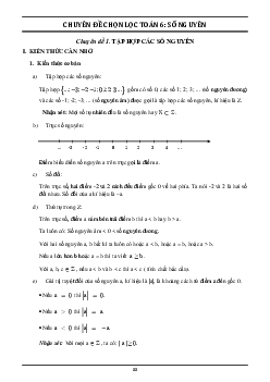Chuyên đề số nguyên toán 6