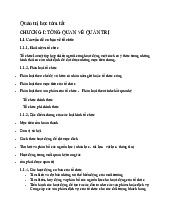 Tóm Tắt Các Chương và Khái Niệm Cơ Bản | Môn Quản trị học - Đại học Kinh tế và Quản trị kinh doanh, Đại học Thái Nguyên