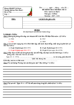 Đề thi học kì 2 môn Lịch sử - Địa lý lớp 5 năm học 2017 - 2018 theo Thông tư 22