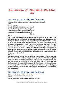 Soạn bài Viết trang 71 | Tiếng Việt Lớp 3 Tập 2 Cánh diều