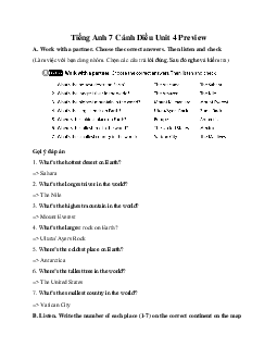 Tiếng Anh 7 Cánh Diều Unit 4 Preview