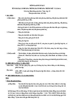 Bài 21: Phương trình, bất phương trình mũ và lôgarit - Giáo án Toán 11 Kết nối tri thức