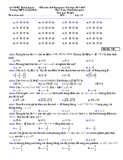 Đề kiểm tra chất lượng cao Toán 10 năm học 2017 – 2018 trường THPT Lê Quý Đôn – Long An