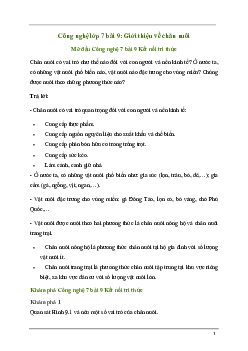 Giải Công nghệ 7 Bài 9: Giới thiệu về chăn nuôi | Kết nối tri thức