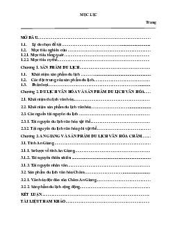 Tiểu luận về sản phẩm du lịch văn hóa Chăm An Giang