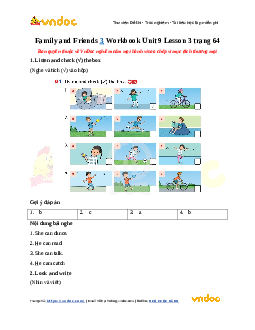 Family and Friends 3 Workbook Unit 9 He can run  Lesson 3 trang 64