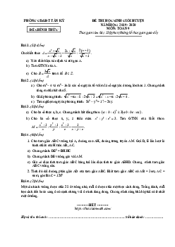 Đề thi HSG huyện Toán 9 năm 2019 – 2020 phòng GD&ĐT Tân Kỳ – Nghệ An