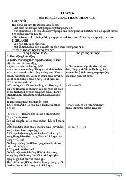 Giáo án Toán lớp 1 sách Cánh Diều tuần 6