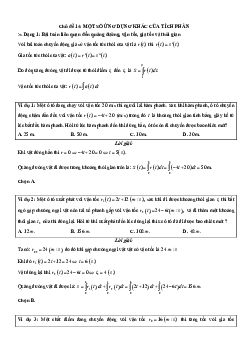 Một số ứng dụng khác của tích phân Toán 12