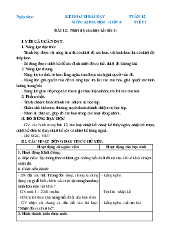 Giáo án Khoa học lớp 4 Tuần 12 | Chân trời sáng tạo
