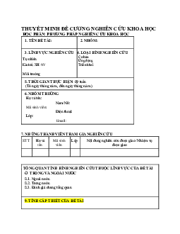 Thuyết minh đề cương nghiên cứu khoa học