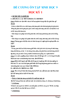 Đề cương ôn tập HKI môn Sinh học 9 (có đáp án)