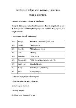 Ngữ pháp Unit 8 lớp 8 Shopping Global success
