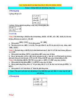Các dạng toán bài hai mặt phẳng song song (có đáp án)