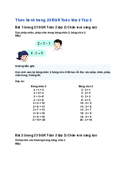 Giải SGK Toán lớp 2 trang 23, 24 Bảng chia 2| Chân trời sáng tạo