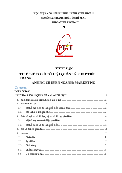 Tiểu luận môn Cơ sở dữ liệu đề tài "Thiết kế cơ sở dữ liệu quản lý Shop thời trang Anjing"