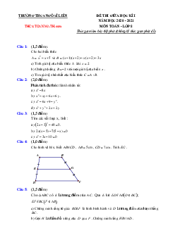 Đề thi giữa học kì 1 Toán 8 năm 2020 – 2021 trường THCS Ngô Sĩ Liên – Hà Nội