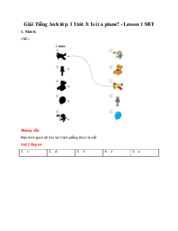 Giải Tiếng Anh lớp 1 Unit 3: Is it a plane? - Lesson 1 SBT | Family & Friends
