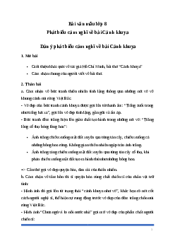 Văn mẫu lớp 8: Phát biểu cảm nghĩ về bài thơ Cảnh khuya của Hồ Chí Minh Ngữ Văn 8 | Cánh diều