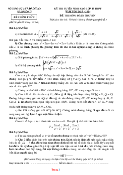 Đề thi tuyển sinh vào lớp 10 THPT năm 2023-2024 môn toán chuyên sở GD Hải Phòng(có đáp án và lời giải chi tiết)