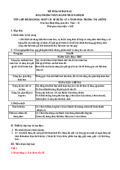 Hoạt động thực hành trải nghiệm: Một vài áp dụng của toán học trong tài chính | Giáo án Toán 11 Kết nối tri thức