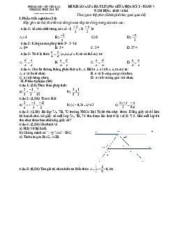 Đề thi giữa học kì 1 Toán 7 năm 2020 – 2021 trường THCS Đại Tự – Vĩnh Phúc