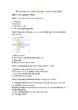 Đề thi học kì 2 môn Tin Học 3 năm 2022 - 2023 (Đề 2) | Cánh diều