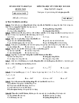 Đề thi HK1 Vật Lý 10 Quảng Nam 2019-2020 (có đáp án)