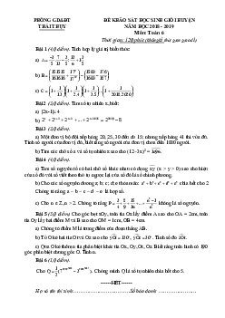 Đề khảo sát HSG huyện Toán 6 năm 2018 – 2019 phòng GD&ĐT Thái Thụy – Thái Bình
