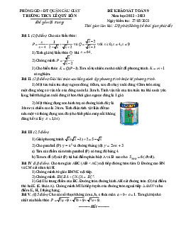 Đề KSCL Toán 9 năm 2022 – 2023 trường THCS Lê Quý Đôn – Hà Nội