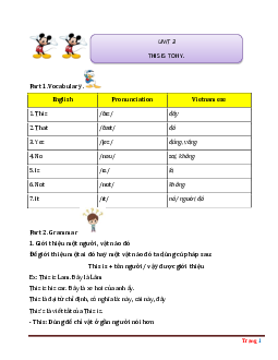 Bài tập chuyên sâu Tiếng Anh 3 unit 3 This is Tony (có lời giải chi tiết)