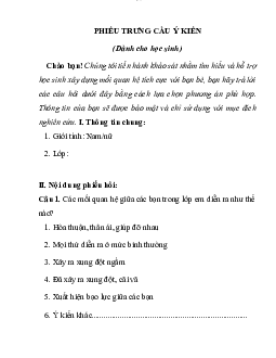 Phiếu trưng cầu ý kiến | Đại học Sư Phạm Hà Nội