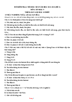 Đề Thi Học Kỳ 1 Tin Học 9 Năm 2022-2023 Có Ma Trận Và Đặc Tả-Đề 1