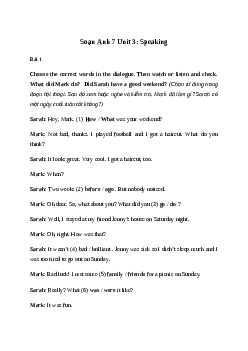 Giải Tiếng Anh 7 Unit 3: Speaking | Friends Plus