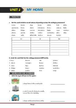 Bài tập Tiếng Anh 6 chương trình mới Bài 2: My Home (có đáp án)-Mai Lan Hương-Hà Thanh Uyên