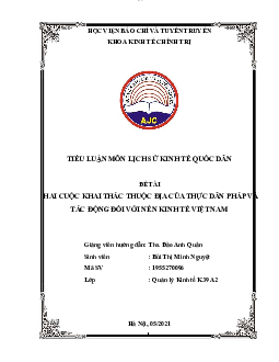 Tiểu luận "Hai cuộc khai thác thực địa của thực dân Pháp"