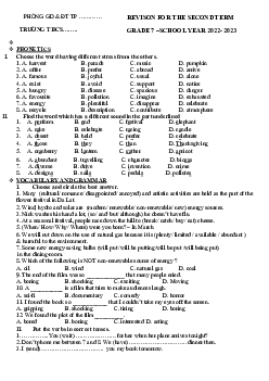 Đề cương ôn tập học kì 2 môn Tiếng Anh 7 sách Chân trời sáng tạo