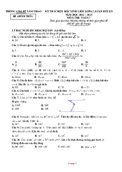 Đề chọn học sinh giỏi toán lớp 7 huyện Lâm Thao 2022-2023 (có đáp án)