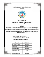 Trình bày một yếu tố trong quản lý có xuất hiện vai trò của yếu tố tâm lý khách hàng. Phân tích và đưa ra giải pháp cho các vấn đề phát sinh trong tình huống đó | Bài tập lớn môn tâm lý quản lý