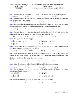 Đề kiểm tra học kỳ 2 Toán 12 năm học 2017 – 2018 sở GD và ĐT Vĩnh Long
