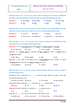 TOP 10 đề thi thử THPT Quốc gia môn Tiếng Anh có đáp án và lời giải chi tiết