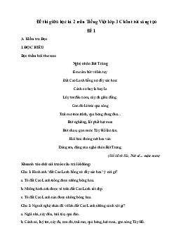 Đề thi giữa học kì 2 môn Tiếng Việt 3 năm 2023 - 2024 (Đề 1) | Chân trời sáng tạo