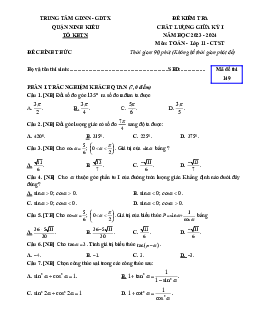 Đề giữa kỳ 1 Toán 11 CTST năm 2023 – 2024 TT GDNN – GDTX Ninh Kiều – Cần Thơ