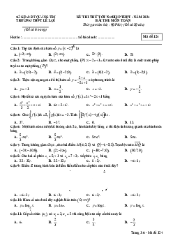 Đề thi thử tốt nghiệp THPT 2024 môn Toán trường THPT Lê Lợi – Quảng Trị