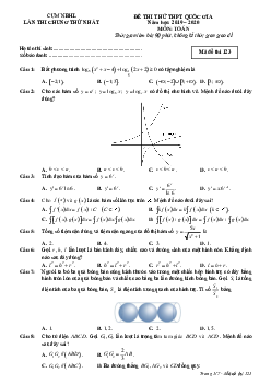 Đề thi thử THPT Quốc gia 2020 môn Toán lần 1 cụm NBHL – Ninh Bình