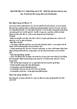 Giải SGK Địa lý 11 Cánh Diều bài 9: EU - Một liên kết kinh tế khu vực lớn. Vị thế của EU trong nền kinh tế thế giới