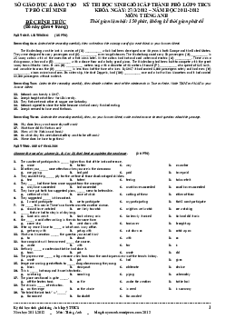 Đề thi chọn học sinh giỏi cấp thành phố (TP HCM) lớp 9 THCS năm học 2011-2012