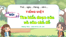 Giáo án điện tử Tiếng Việt 4 Viết Cánh diều: Tìm hiểu đoạn văn và câu chủ đề (tiết 3)